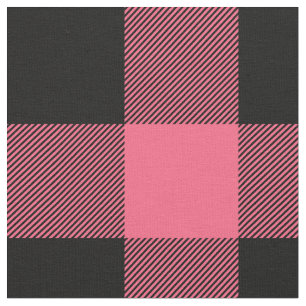 Rustic Pink and Black Buffalo Plaid Fabric