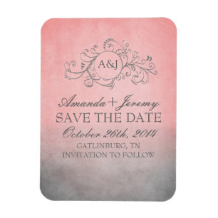 Rustic Pink and Grey Bohemian Save The Date Magnet