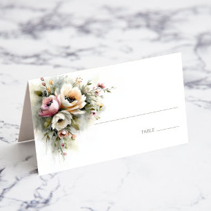 Rustic Pink and Orange Floral Wedding Place Card