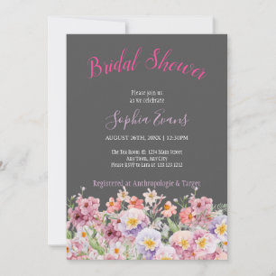 Rustic Pink and Purple Wildflower Bridal Shower In Invitation