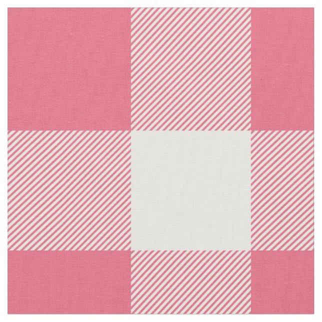 Rustic Pink and White Buffalo Plaid Fabric (Close Up)