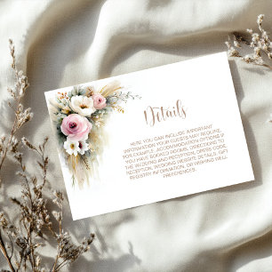 Rustic Pink and White Floral Wedding Details Enclosure Card