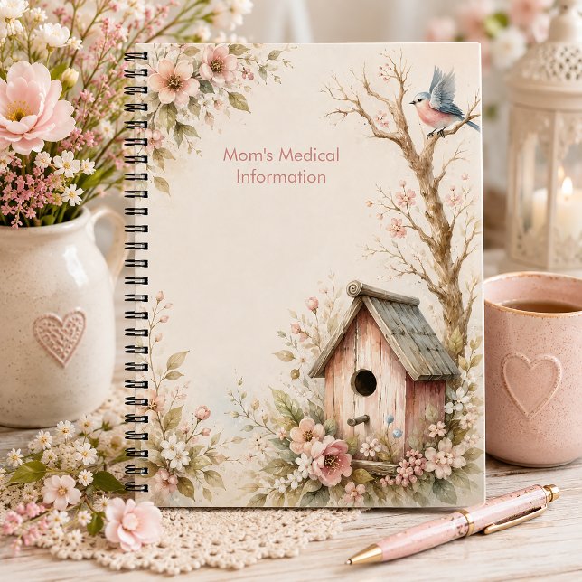 Rustic Pink Birdhouse Medical Information |  Notebook (Creator Uploaded)