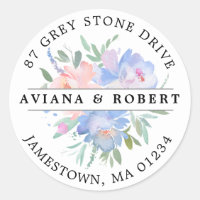 Rustic Pink Blue Floral Return Address Label