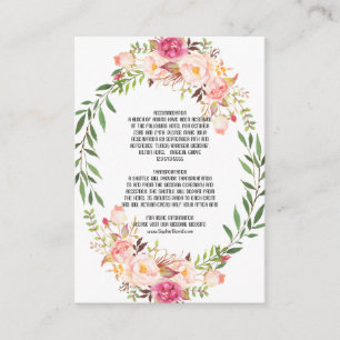 Rustic Pink Blush Floral Bloom Wedding Details Enclosure Card