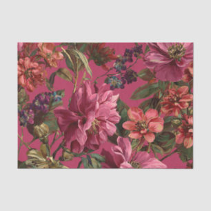 Rustic Pink Bold Botanical Vintage Boho Floral Tissue Paper