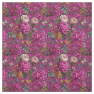 Rustic Pink Botanical Bold Vintage Boho Floral Fabric