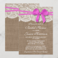 Rustic Pink Bow, Burlap & Lace Bridal Shower