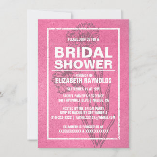 Rustic Pink Bridal Shower Invitations