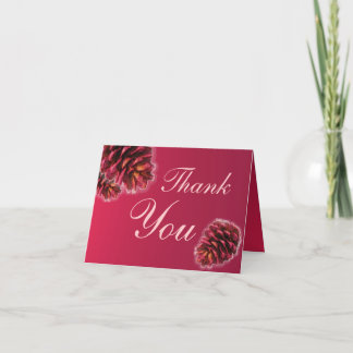 Rustic pink brown pine cone thank you cards