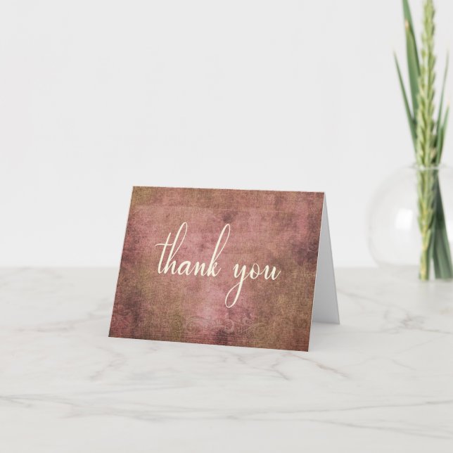 Rustic Pink & Burlap Vintage 2 Thank You Card (Front)
