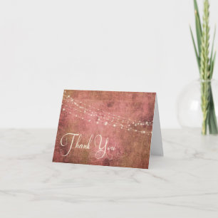 Rustic Pink & Burlap Vintage & Lights Thank You 1 Card