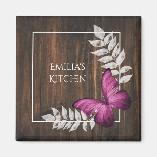 Rustic Pink Butterfly Magnet