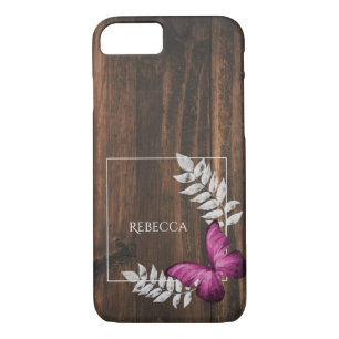 Rustic Pink Butterfly Personalised Case-Mate iPhone Case