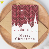 Rustic Pink Chevron Knit Christmas Village