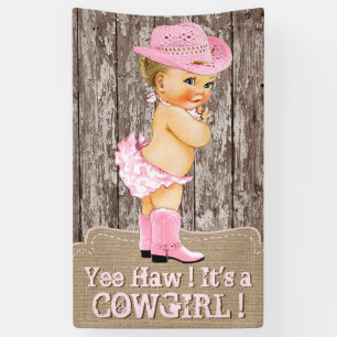 Rustic Pink Cowgirl Baby Shower Banner
