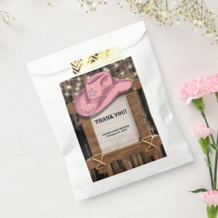 Rustic Pink Cowgirl Hat Baby Shower Favour Bags