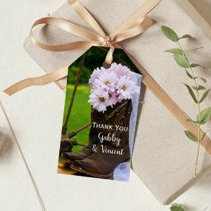 Rustic Pink Daisies Cowboy Boots Wedding Favour Ta Gift Tags
