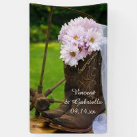 Rustic Pink Daisies Cowboy Boots Western Wedding