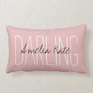 Rustic Pink Darling Monogram Lumbar Cushion