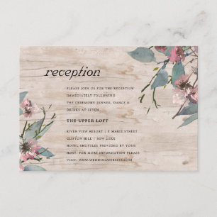 Rustic Pink Eucalyptus Floral Wedding Reception Enclosure Card