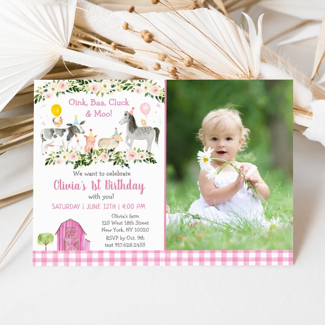 Rustic Pink Farm Floral 2nd Birthday Invitation (Creator Uploaded)
