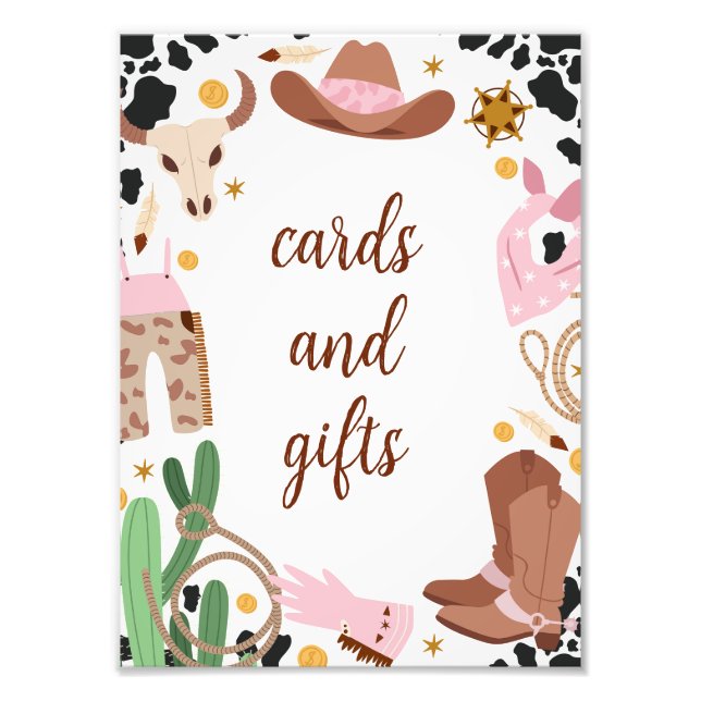 Rustic Pink First Rodeo Birthday Menu Sign (Front)