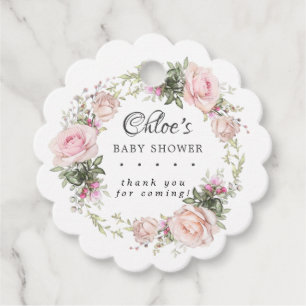 Rustic Pink Floral Baby Shower Thank You Favour Tags