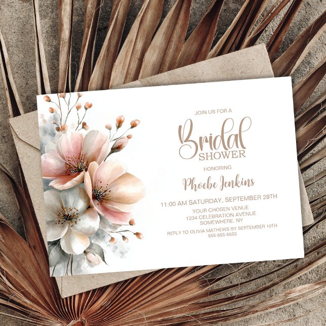 Rustic Pink Floral Bridal Shower Invitation (Creator Uploaded)