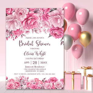 Rustic Pink Floral Bridal Shower Invitation