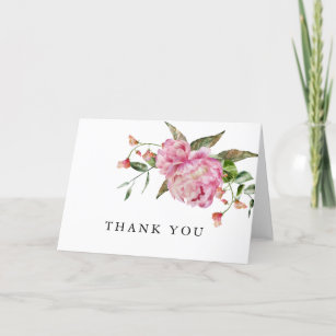 Rustic Pink Floral Bridal Shower Thank You Card