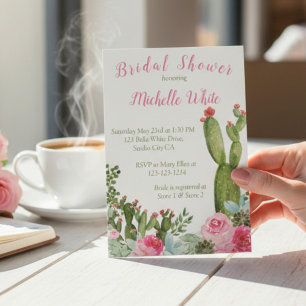 Rustic Pink Floral Cactus Bridal Shower