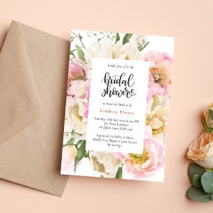 Rustic Pink Floral Greenery Bridal Shower Invitation