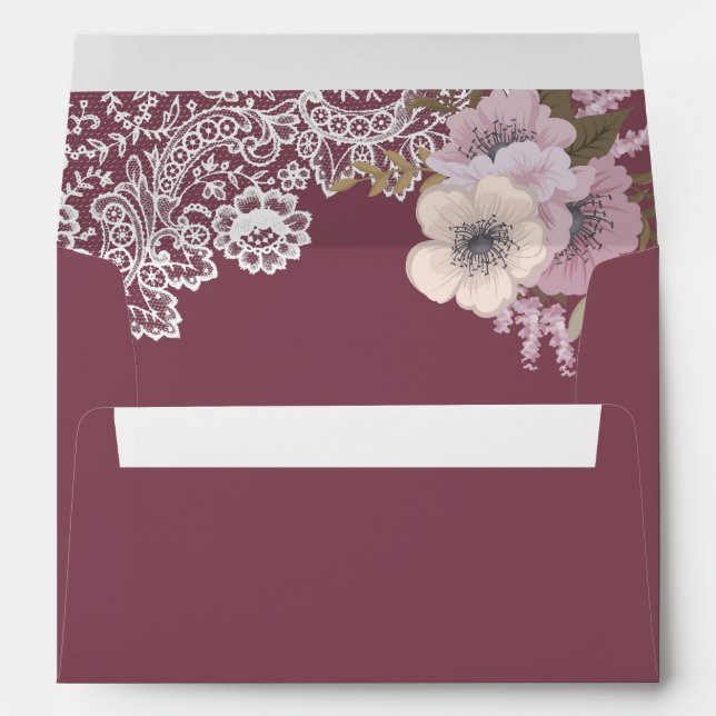 Rustic Pink Floral Lace  Envelope (Back (Bottom))