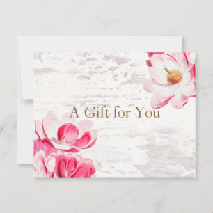 Rustic Pink Floral Magnolia Weathered Wood