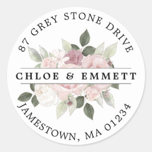 Rustic Pink Floral Return Address Label
