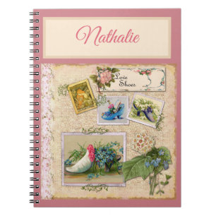 Rustic pink floral scrapbook notebook