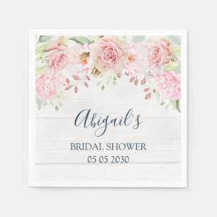 Rustic Pink Floral Spring Bridal Shower Napkin