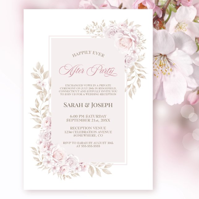 Rustic Pink Floral Wedding After Party Invitation (Creator Uploaded)