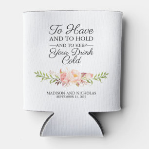 Rustic Pink Floral Wedding Can Coolers