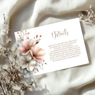 Rustic Pink Floral Wedding Details Enclosure Card