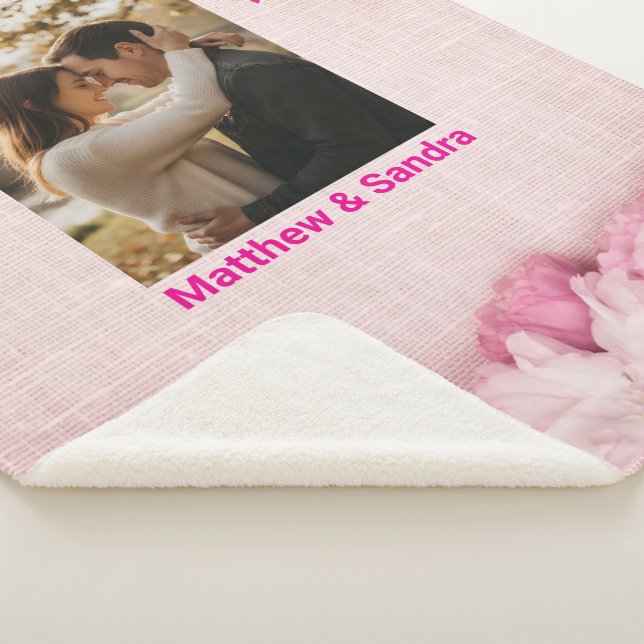 Rustic Pink Floral Wedding Fleece Blanket for Home (3/4)