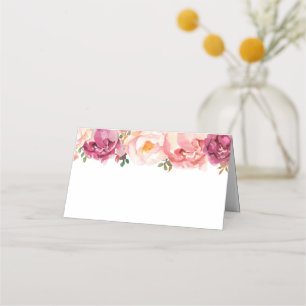 Rustic Pink Floral Wedding Food Label Cards