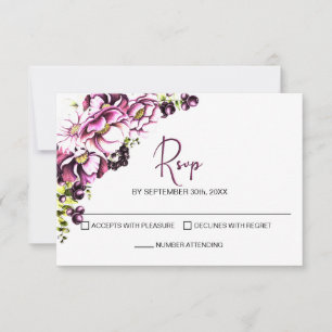 Rustic Pink Floral Wedding RSVP Card