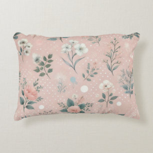 Rustic Pink Floral with White Blooms and Greenery Decorative Cushion