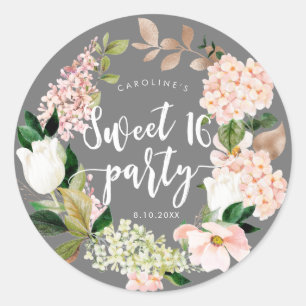 rustic pink floral wreath sweet 16 sticker