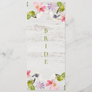 Rustic Pink Florals on White Wood Reserved Menu