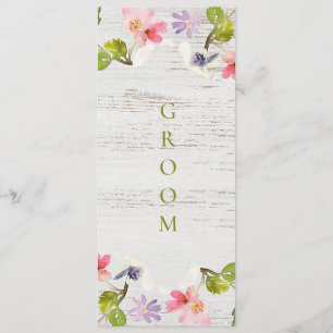 Rustic Pink Florals on White Wood Reserved Menu