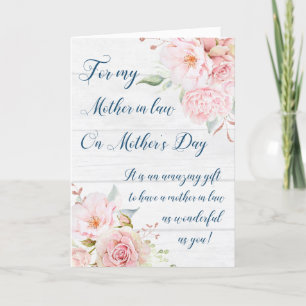 Rustic Pink Flowers Mother's Day Mother in Law Card
