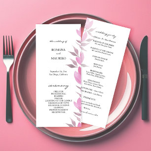 Rustic Pink Flowers Watercolor Hand-painted Programme